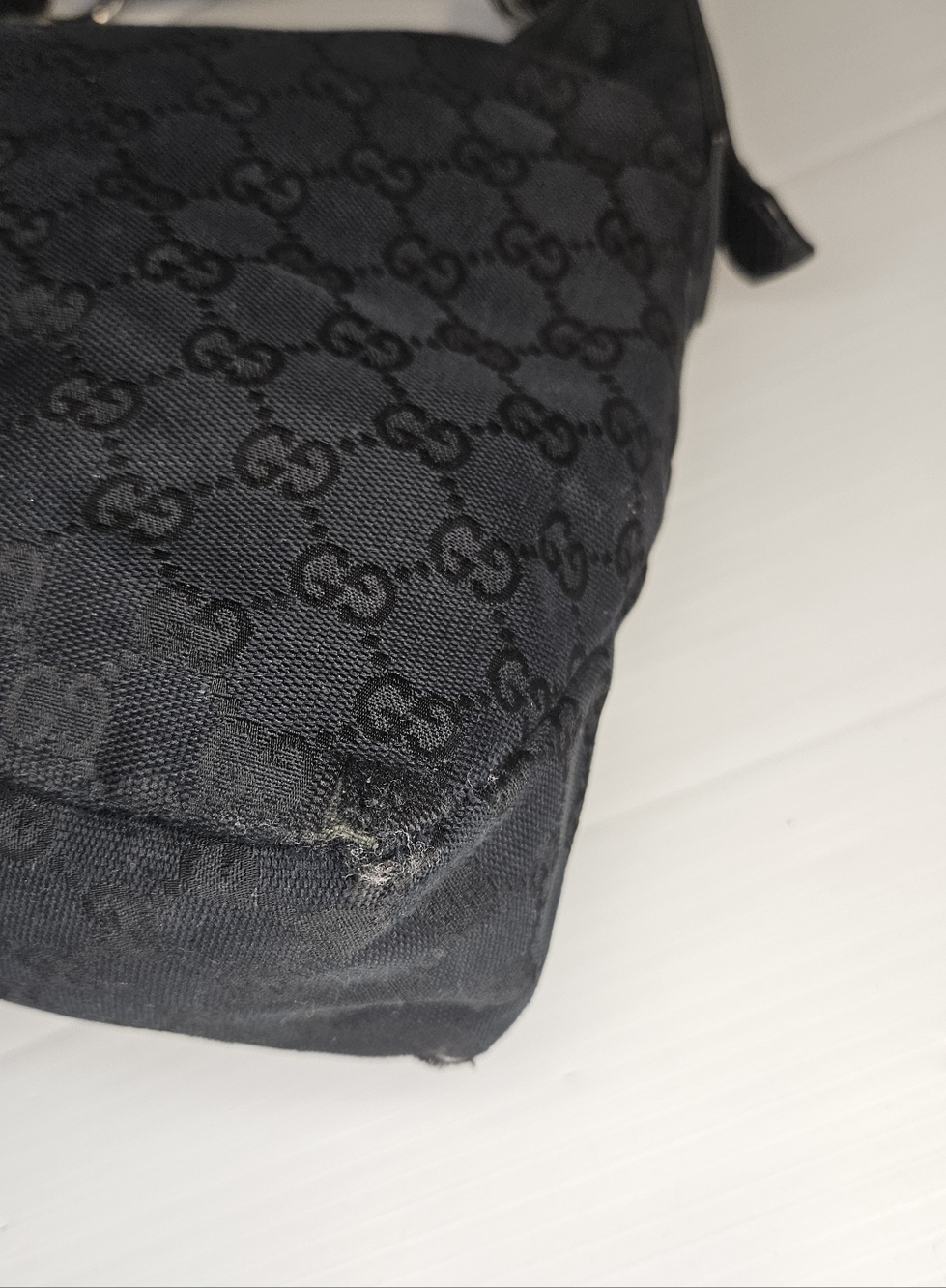 Authentic Gucci Black GG Canvas Horsebit Hobo Shoulder Bag Medium - Picture 11 of 16